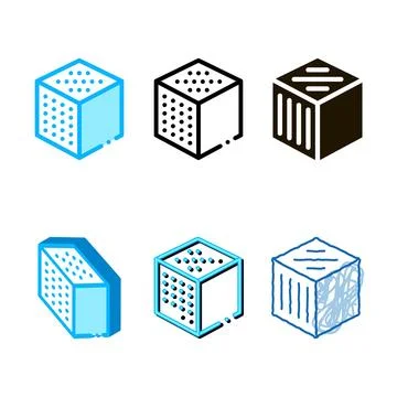 Refined styleset cube icon vector outline Stock Illustration