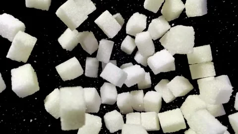 Refined sugar cubes on black background Stock-Footage 277636059