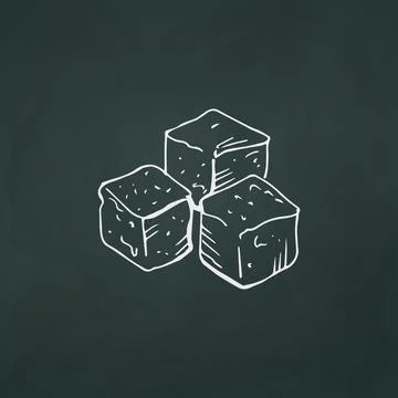 Refined sugar cubes thin white lines on a textural dark background - Vector Stock Illustration
