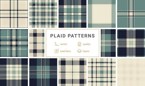 A refined tartan check pattern showcasing a minimalist palette of cream, navy Illustrazione stock
