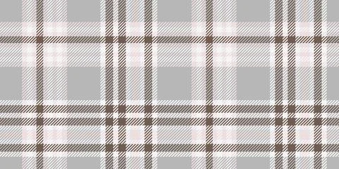 A refined tartan plaid pattern in muted grey and brown hues featuring a geome Stock Illustration