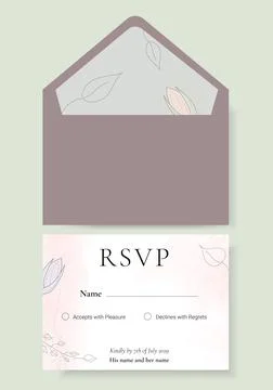 Refined Vector envelop with RSVP. Template of invitation with RSVP Stock Illustration