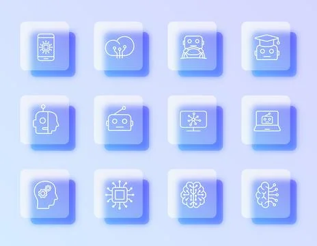 A refined vector icon set featuring artificial intelligence Ilustración de archivo