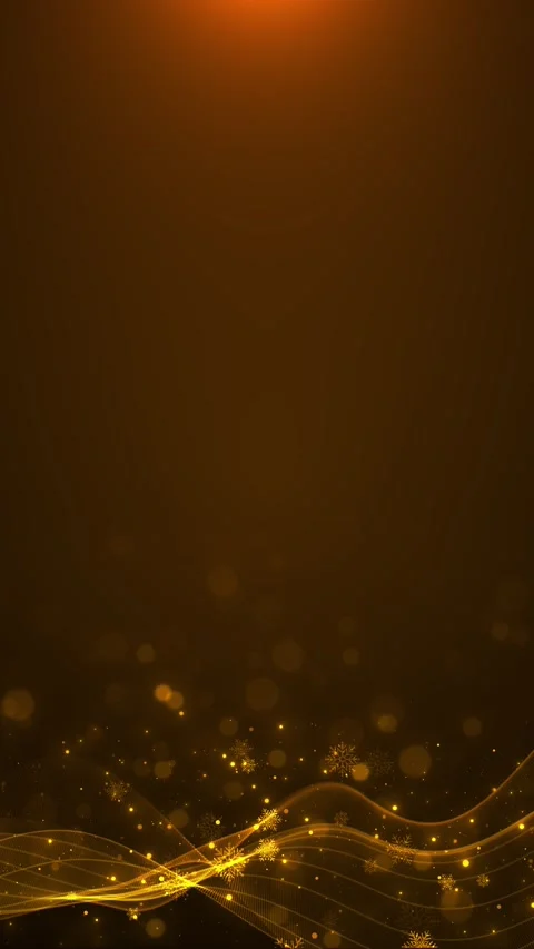Refined winter themed background luminous golden snowflakes, soft bokeh, gracefu Stock Footage 340401096