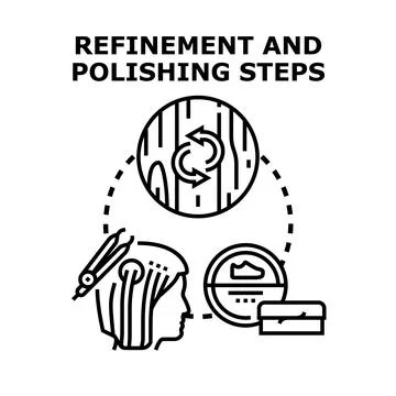Refinement and polishing steps illustration process Stock Illustration