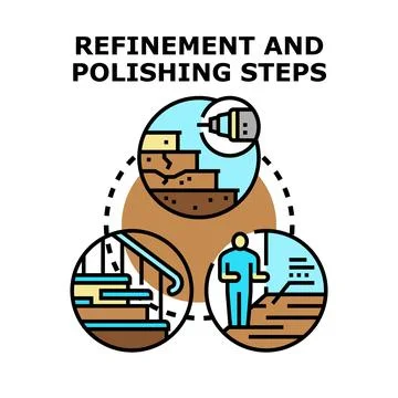 Refinement and polishing steps process concept illustration Stock Illustration