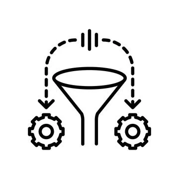 Refinement icon linear logo mark in black and white Stock Illustration