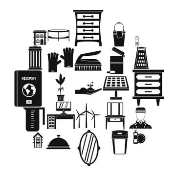 Refinement icons set, simple style Stock Illustration