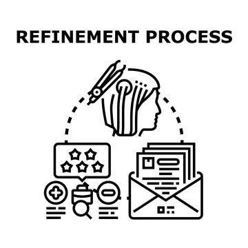 Refinement process concept transforming data into improvement Stock Illustration