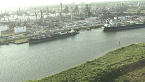 Refinery Aerial Day Overview Video stock 77142051