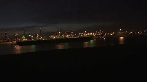 Refinery Aerial Night 1 Video stock 77142084
