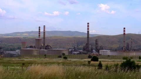Refinery and Factory Chimneys Video stock 110834568