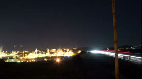Refinery and freeway Stock Footage 36027267