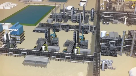 Refinery-cracking process Stock Footage 83718031