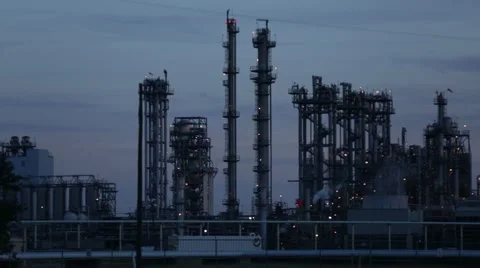 Refinery at Dusk Stock Footage 65041665