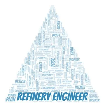 Refinery Engineer typography word cloud create with the text only Stock Illustration