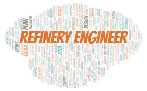Refinery Engineer typography word cloud create with the text only Stock Illustration