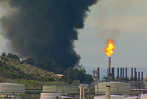 Refinery fire 04 Stock Footage 495572