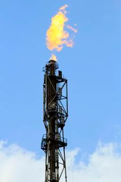 Refinery fire gas torch Foto stock