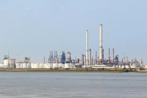 Refinery installations next to the Scheldt Stock Photos