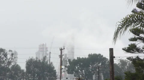 Refinery in the Mist Stock Footage 28841018