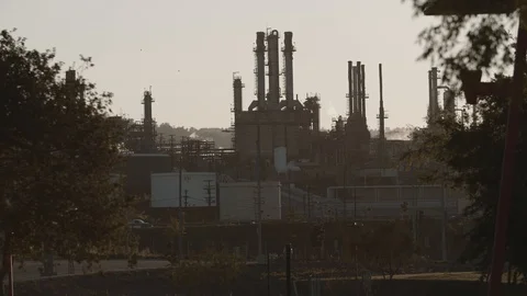 Refinery next to highway. Stock Footage 114638539