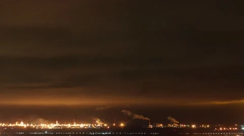 Refinery at night time lapse Stock Footage 67485912