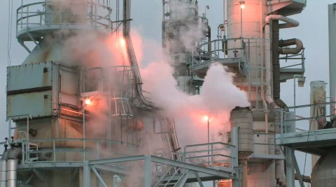 Refinery Smokestack - Tight Stock Footage 565635