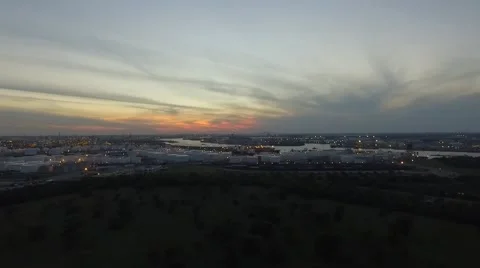 Refinery at Sunset Stock Footage 65041692