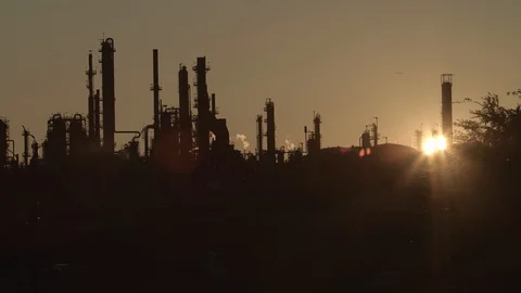 Refinery Sunset Stock Footage 114638195