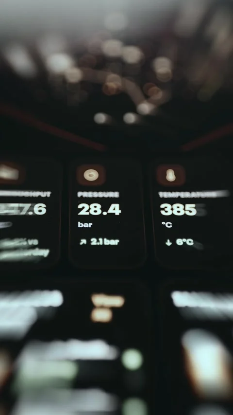 Refinery Throughput Pressure and Temperature Metric Cards Stock Footage 339458351