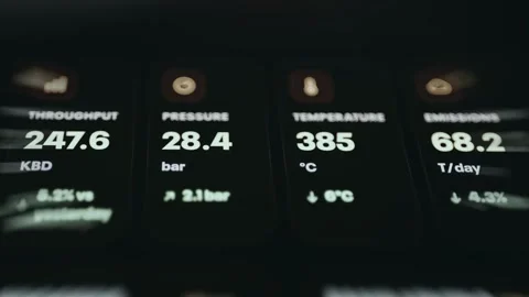 Refinery Throughput Pressure Temperature and Emissions Cards 스톡 동영상 339455619