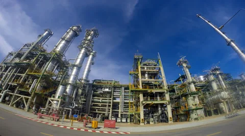 Refinery tower with blue sky , 4K Time lapse video Stock Footage 38232158