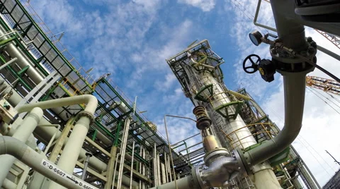 Refinery tower with blue sky , 4K Time lapse video Stock Footage 40670904