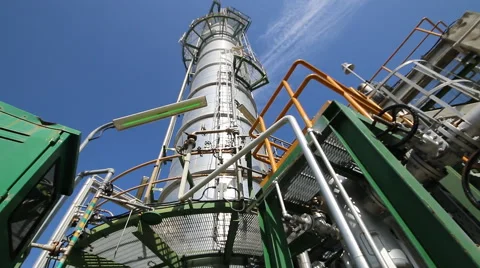 Refinery tower with blue sky Stockbeeldmateriaal 52336380