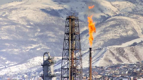 Refinery in winter Stock Footage 1139430