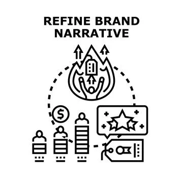 Refining brand narrative marketing development strategy concept Stock Illustration