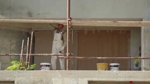 Refining Construction Workers Building Contemporary House Company Video stock 68419337