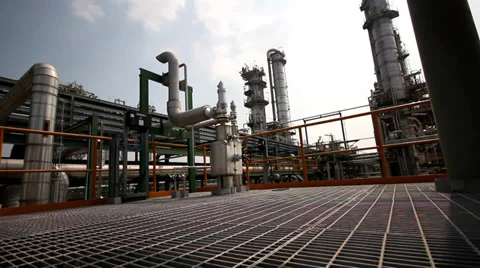 Refining plant with blue sky Video stock 37764235