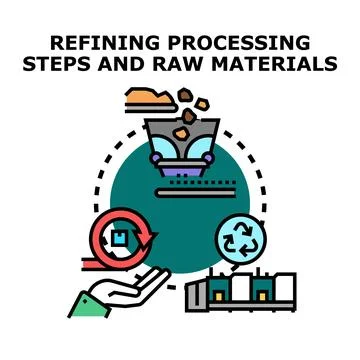 Refining processing steps and raw materials concept 스톡 일러스트