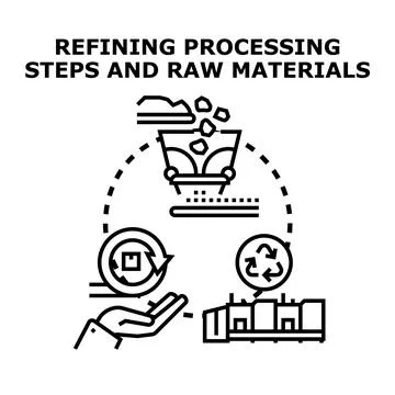 Refining processing steps and raw materials concept Stock-Illustration