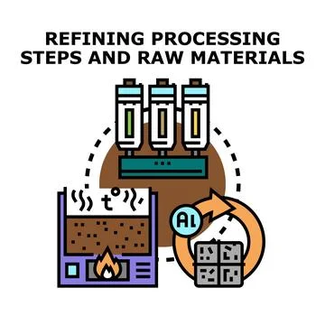 Refining processing steps and raw materials vector concept Stock Illustration