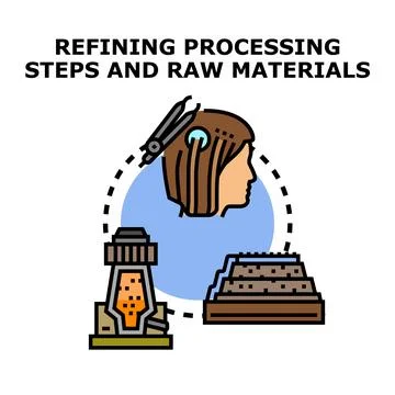 Refining processing steps and raw materials vector concept Stock Illustration