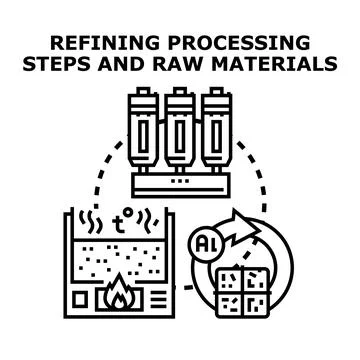 Refining processing steps and raw materials vector concept Stock Illustration