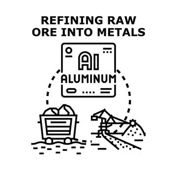 Refining raw ore into useful metals industry process イラスト素材