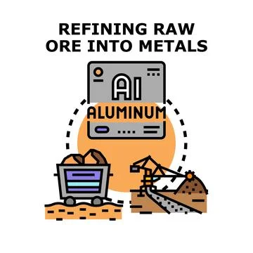 Refining raw ore into useful metals industry process Stock Illustration