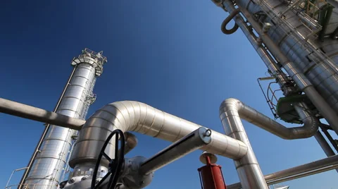 Refining tower with blue sky Stock Footage 37161079