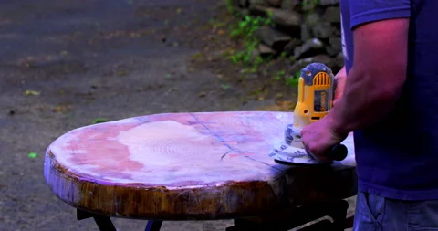 Refinishing a Table Top Video stock 132227179