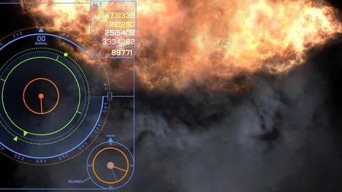 Reflect of attack by laser weapons. Head-Up Display Stock Footage 77950093