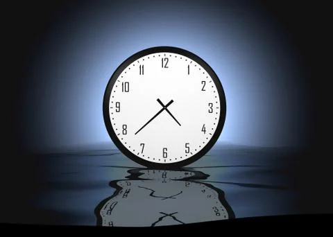 Reflected clock in water Stock Illustration